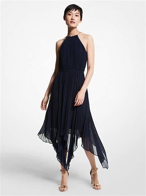 georgette pleated halter dress michael kors|Pleated Georgette Halter Dress .